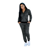 2Pcs/Sets Women Sports Hooded Top Sweatshirt Track Pants Sweat Suits Tracksuits