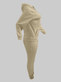 Casual Fleece Letter Print Drawstring Hoodie Sweatshirt & Sweatpants Sets
