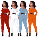 Color Block Patchwork Matching Women 2 Piece Set Spaghetti Strap Backless Crop Top & Buttons Up Pencil Trouser