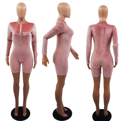Fashion Korean Velvet Printed Long Sleeve Rompers