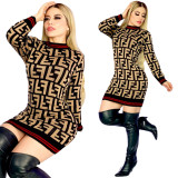 Ladies Bodycon Skirt Knitted Sweater Dresses