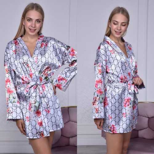 Women's Sexy Printed Lace-Up Mid-Long Nightgown Homewear Loungewear