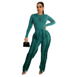 Two Piece Outfits for Women Fall Long Sleeve Tops Fringe Tassel Long Pants Sets Party Romper Clubwear