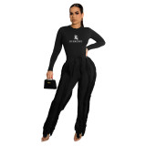 Two Piece Outfits for Women Fall Long Sleeve Tops Fringe Tassel Long Pants Sets Party Romper Clubwear