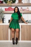 Fashion Casual Houndstooth Two Piece Skirt Set