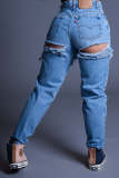 Loose High Waist Casual Pants Wide Leg Ripped Jeans
