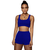 Solid Color Pineapple Jacquard Yoga Sports Vest Shorts Two Pieces