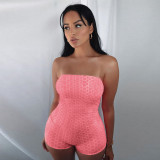 Sexy Strapless Pineapple Cloth Yoga Short Rompers