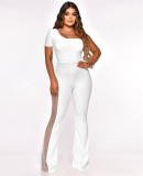 Casual Mesh Stitching Hot Drill Single Shoulder Jumpsuit