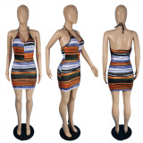 Sexy Printed Halter Fashion Mini Dresses