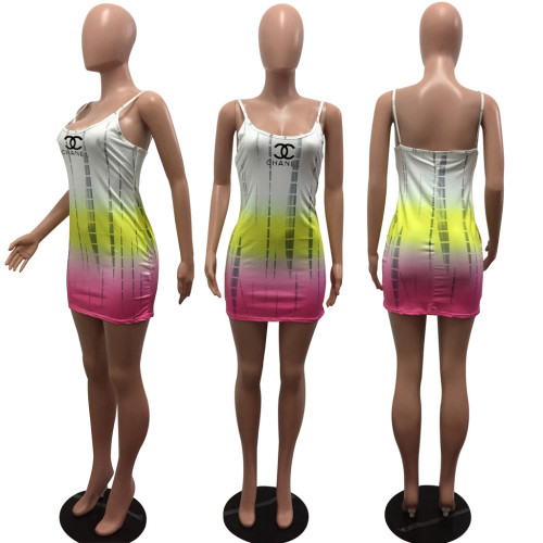 Casual Striped Print Sexy Straps Mini Dresses
