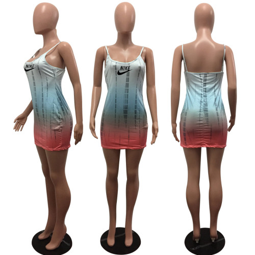 Casual Striped Print Sexy Straps Mini Dresses