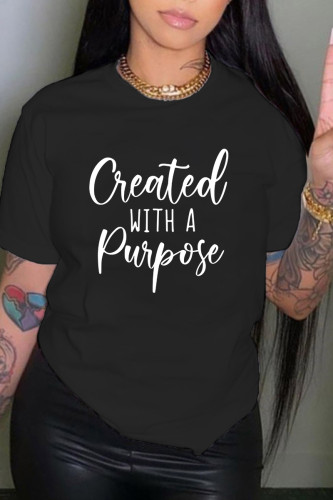 Summer Women's Clothing Casual Round Neck Pullover Printed Tees