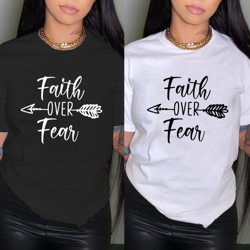 Summer Women's Clothing Casual Round Neck Pullover Printed Tees