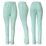 Casual Laminated Suede Knitting Flared Trousers