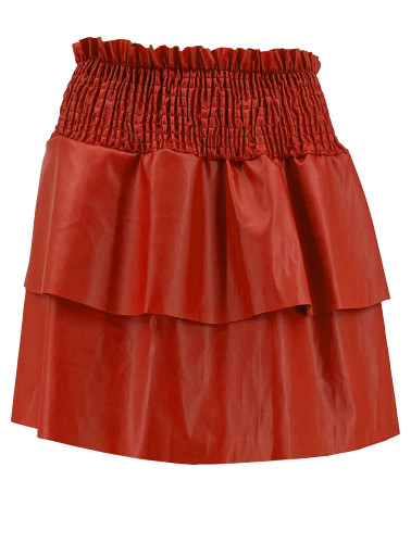 Fashion PU Leather Double Fluffy Pleated Skirt