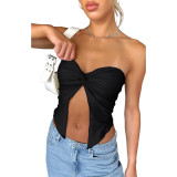 Solid Kink Bandeau Sexy Strapless Top