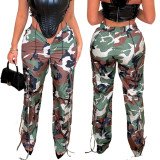 Casual Camouflage Wrinkled Pants