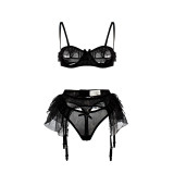 2023 Sexy Lingerie Mesh See Through 4 Pcs Sexy Underwear Set with Stockings
