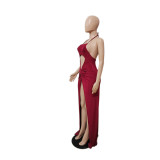 Sexy Backless Slit Navel Flannelette Long Dresses