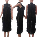 2023 Summer Knitted Sleeveless Mid Dresses