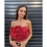Sexy Three-dimensional Flower Camisole Wrapped Top
