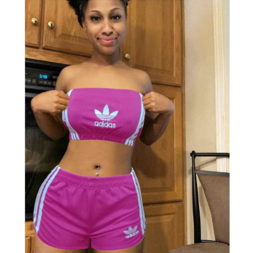 Casual Print Letter Shorts Set