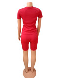 Casual Embroidery Stitching Short Sleeve Sports Two Piece Set