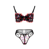Black Mesh Nightclub Lingerie Set 2023  Lace Embroidery See Through Bikini Swimwear