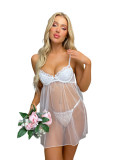 Hot Sale Sexy Lingerie 2023 Mesh See-through Temptation Babydoll with Thong