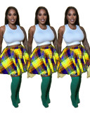Casual Multi-color Printed Irregular Skirt