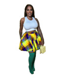 Casual Multi-color Printed Irregular Skirt