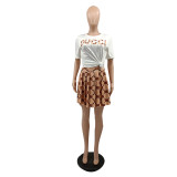 Fashion High Quality Two Piece Elegant Chain Pleated Skirt Set