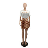 Fashion High Quality Two Piece Elegant Chain Pleated Skirt Set