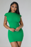 Women's Clothing Solid Color Bubble Fabric Bodycon Dress