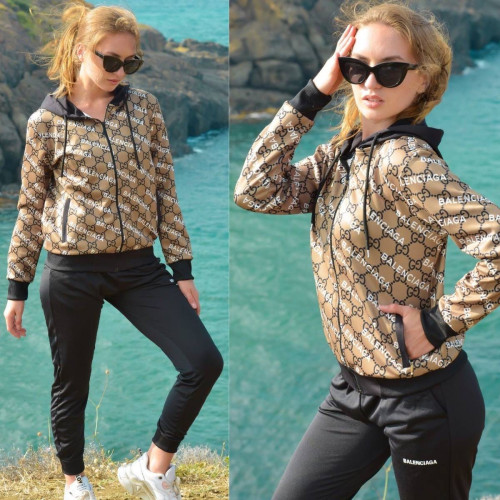 Fashion Printed Hooded Sweatshirt Sweatpants Set