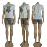Summer Slim Embroidered Short Sleeve Top + Shorts