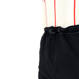 Solid Color Shirred Elastic Buckle Athleisure Pocket Cargo Skirts
