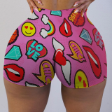 Ladies Tight Pattern Printed Yoga Shorts
