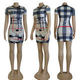 Summer Casual Printed O Neck Bodycon Dress