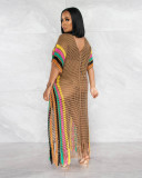 Summer Cover-Ups Crochet Knitted Tassel Color Matching Beach Dress