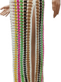 Summer Cover-Ups Crochet Knitted Tassel Color Matching Beach Dress
