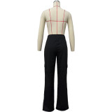 Spring/Summer Solid Color High Waist Elastic Casual Long Pants