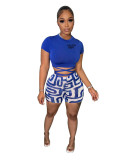 Fashion Printed Letter Short Sleeve Two Piece Short Set