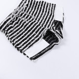 Casual Striped Drawstring High Waist Shorts
