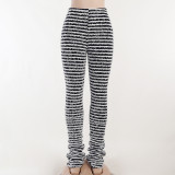 Spring Knitted Stripe Sexy Slim High Waist Pants