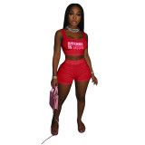 Women's Letter Printed Tank Tracksuit Two Piece Set
