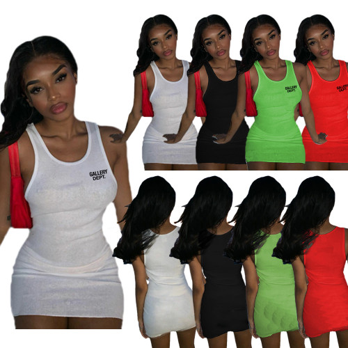 Solid Color Print Sleeveless Tank Mini Dress
