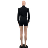 Women's Long Sleeve Jacket with Tie Front and Shorts
