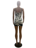2023 New Fashion Printed Sling Mini Dress